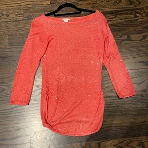 Pink/coral smarkle Mama maternity sweater top small.